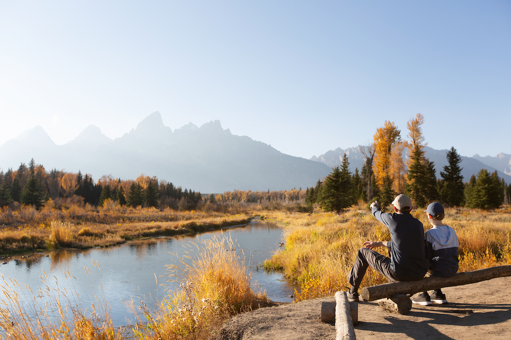 family hike in grand teton